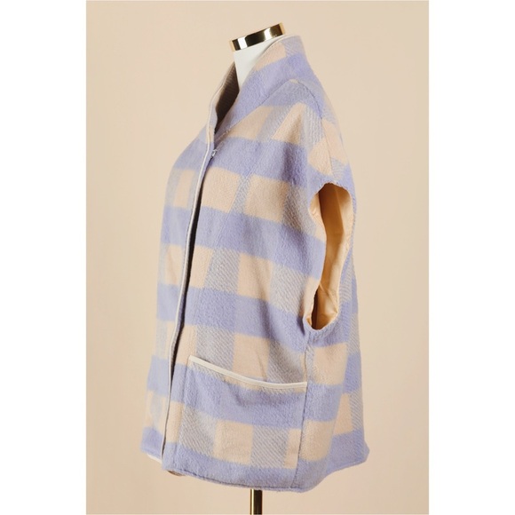 One Size Andersen & Lauth Anthropologie Lavender & Ivory Check Plaid Capelet NWT - Picture 2 of 5
